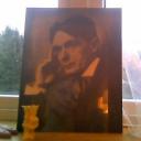 Rudolf Steiner portrait with eaten apple and reflection